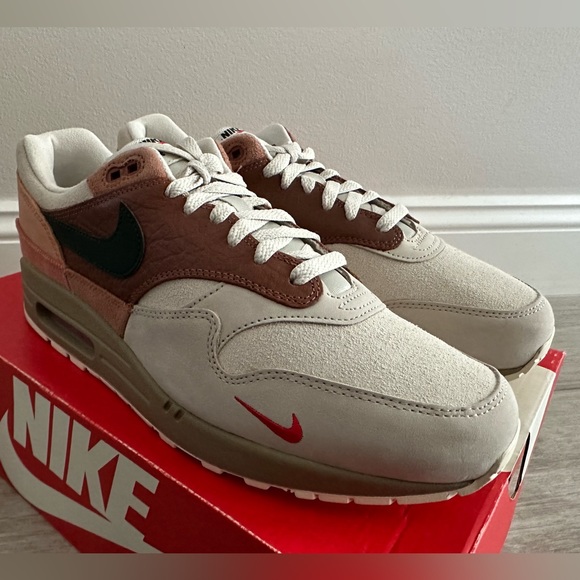 Nike Air Max 1 City Amsterdam CV1638-200 Red Bark Khaki Terra Blush Peach Sz 12 - Picture 4 of 11